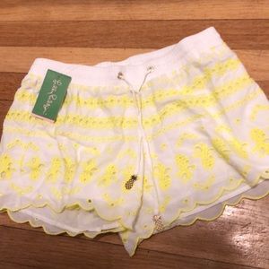 White and neon yellow shorts
